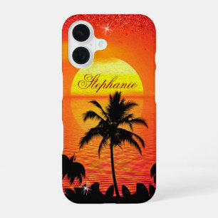 Ocean sunset with Palm Tree Personalized iPhone 16 Case