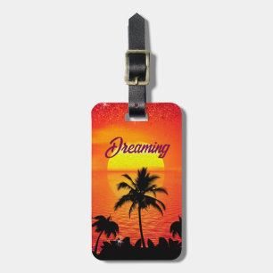 Ocean Sunset with Palm Trees and Custom Text Luggage Tag
