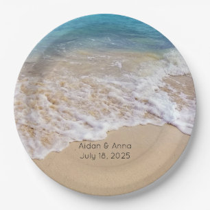 Ocean Surf and Beach Wedding Paper Plate