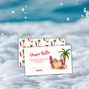Ocean Surf Beach Bag Diaper Raffle Baby Shower Enclosure Card