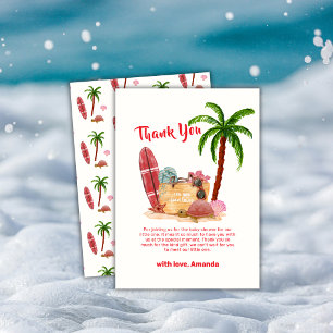 Ocean Surf Plam Tree Beach Picnic Bag Baby Shower Thank You Card
