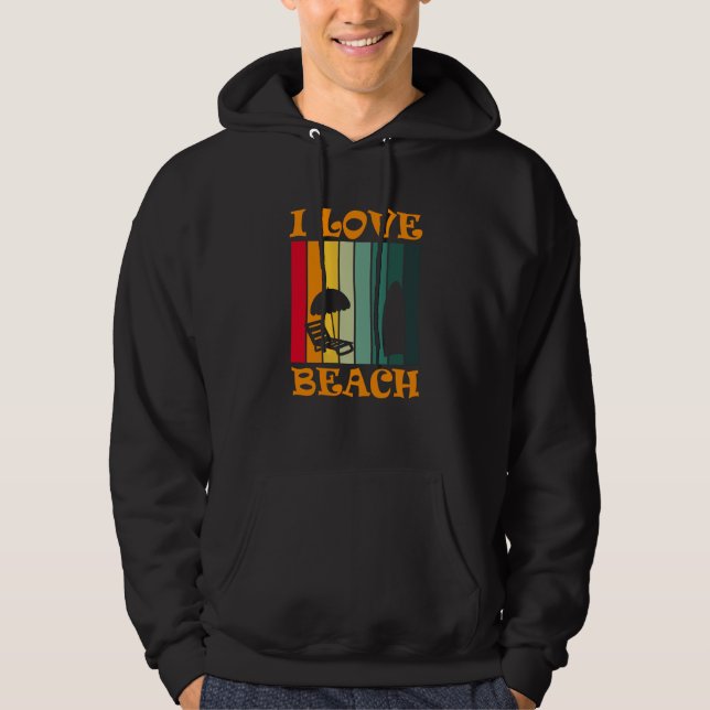 Ocean Surfer Holiday Tropical I Love Beach Summer  Hoodie (Front)