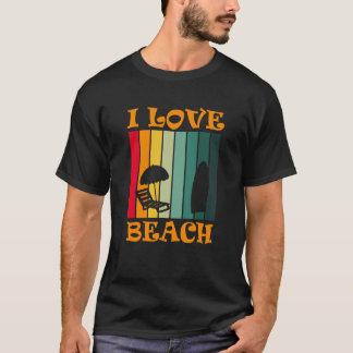 Ocean Surfer Holiday Tropical I Love Beach Summer  T-Shirt
