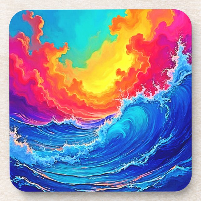 Ocean Surge: Radiant Sunset Wave Coaster (Front)