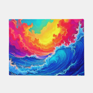 Ocean Surge: Radiant Sunset Wave Doormat