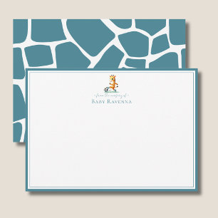 Ocean Teal Giraffe Skin New Baby Nursery Card