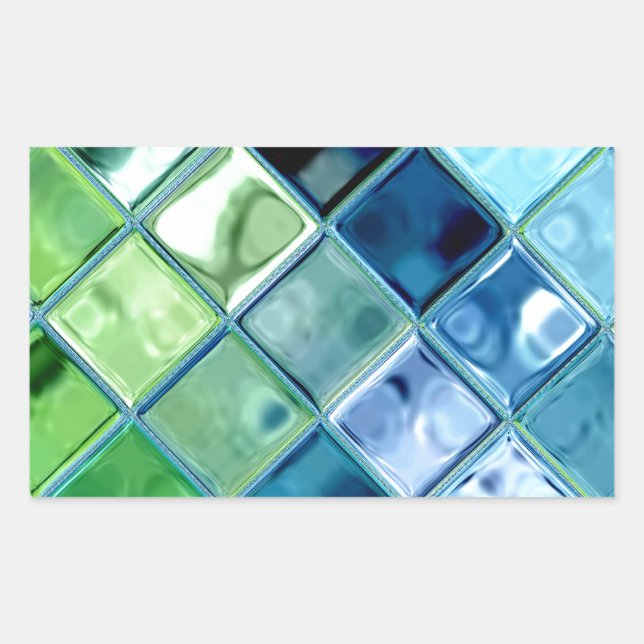 Ocean Teal Glass Mosaic Tile Art Sticker (Front)