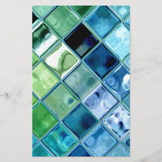 Ocean Teal Glass Tile Art Paper (Front)