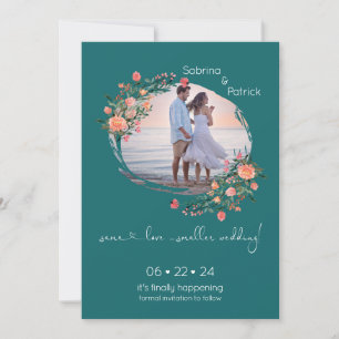Ocean Teal Photo Frame Floral Save The Date