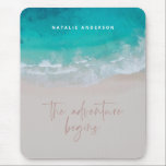 Ocean the adventure begins modern colourful mouse pad<br><div class="desc">Girly Ocean the adventure begins modern colourful uplifting and inspiring typography and photography design.</div>