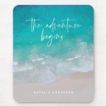 Ocean the adventure begins modern colourful mouse pad<br><div class="desc">Girly Ocean the adventure begins modern colourful uplifting and inspiring typography and photography design.</div>