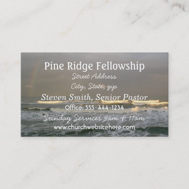 Ocean Theme Business Card, White Text Business Card (Front)