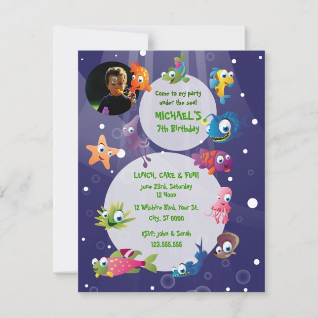Ocean Theme Children's Birthday Party Invitation (Front)
