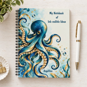 Ocean Theme Octopus Whimsical Notebook