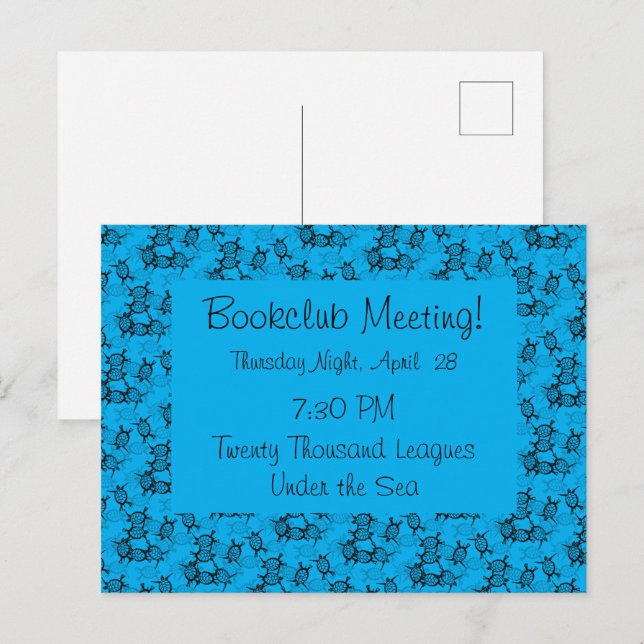 Ocean Theme Sea Turtles Bookclub Reminder  Postcard (Front/Back)