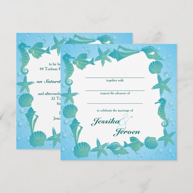 Ocean Theme Wedding invitation (Front/Back)