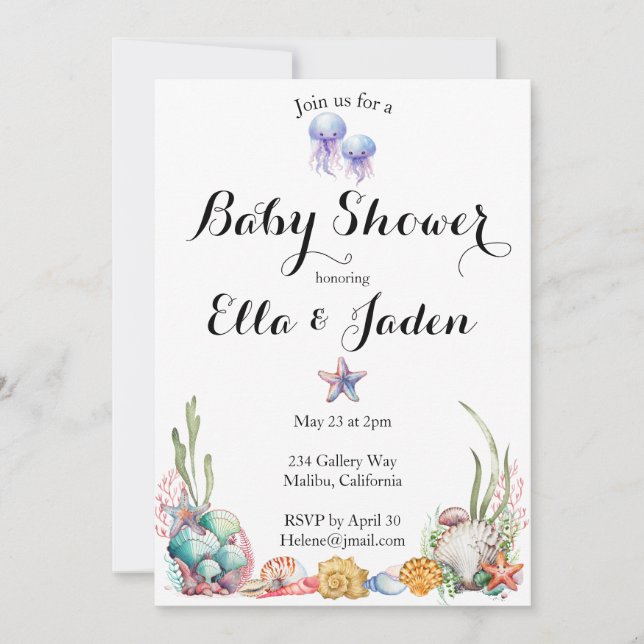 Ocean themed Baby Shower Invitation (Front)