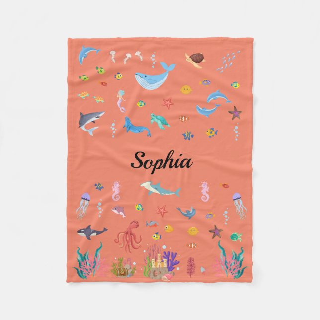 Ocean-Themed Blanket For Babies, Kids, Adults (Front)