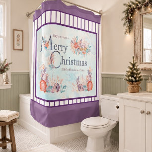 Ocean-themed Merry Christmas Shower Curtain