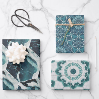 Ocean Themed Wrapping Paper Flat Sheet Set of 3