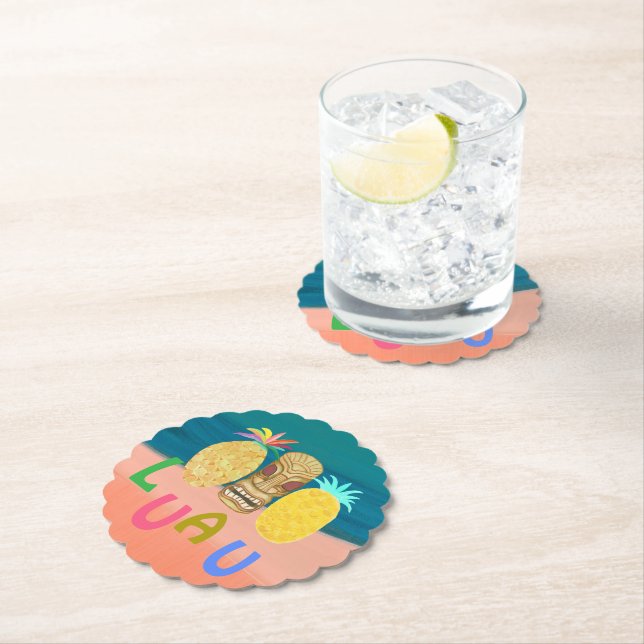 Ocean Tiki Pineapple Luau Paper Coaster (Insitu)