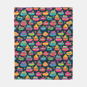 Ocean Transportation Pattern Fleece Blanket