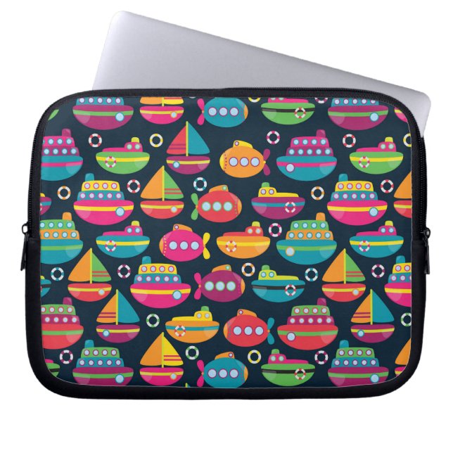 Ocean Transportation Pattern Laptop Sleeve (Front)