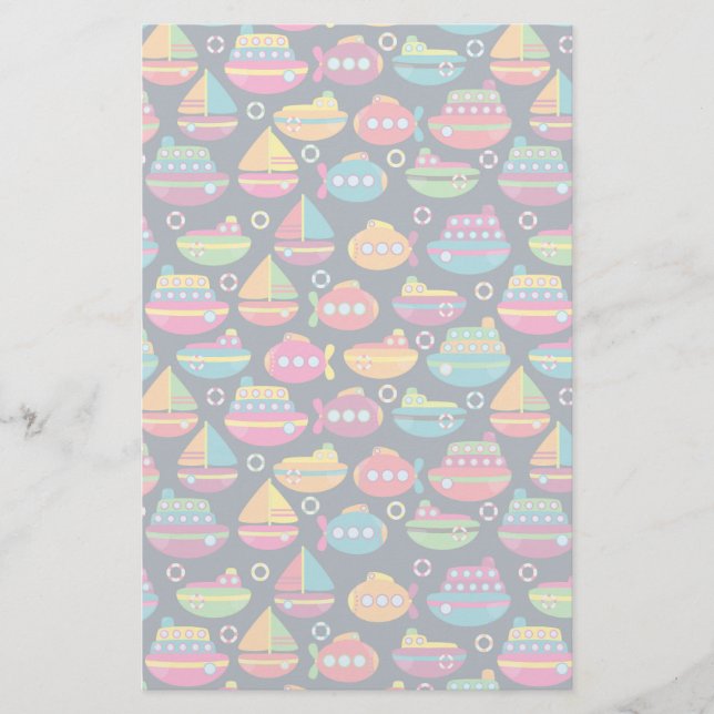 Ocean Transportation Pattern Stationery (Front)