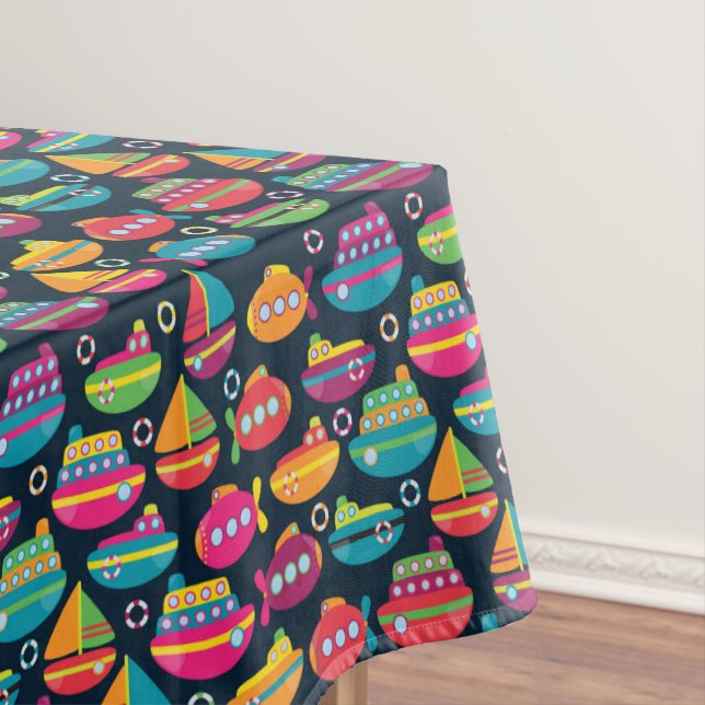 Ocean Transportation Pattern Tablecloth (In Situ)