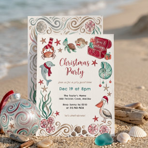 Ocean Treasure Seas & Greetings Coastal Christmas Invitation