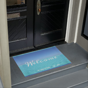Ocean Tropical Beach House Calligraphy Welcome Doormat