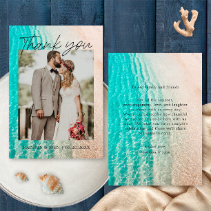 Ocean Tropical Beach Photo Wedding Thank You Card