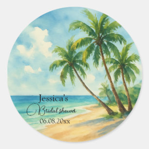 Ocean Tropical Island Beach Bridal shower  Classic Round Sticker