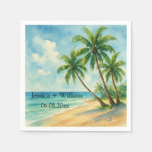 Ocean Tropical Island Beach Wedding Thank you Napkin