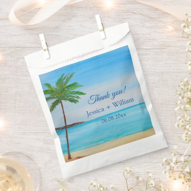 Ocean Tropical Wedding Anniversary Thank you  Favour Bag (Clipped)
