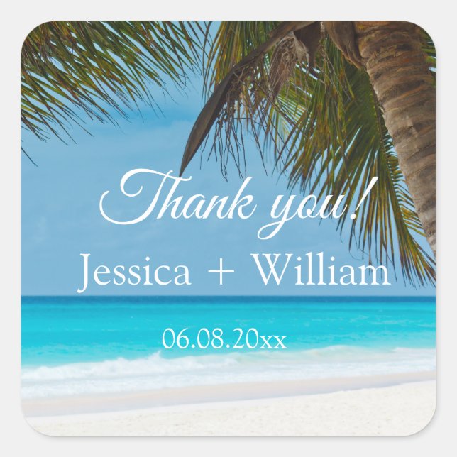Ocean Tropical Wedding Anniversary Thank you  Square Sticker (Front)
