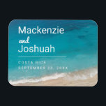 Ocean Turquoise Water Beach Wedding Save the Date Magnet<br><div class="desc">Beach wedding save the date magnet with deep turquoise blue water washing ashore on a soft sandy beach,  with modern and minimal typography and a chill,  serene look that will be beautiful on any fridge as a reminder of your destination beach wedding.</div>