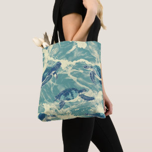 Ocean Turtles Pattern Tote Bag