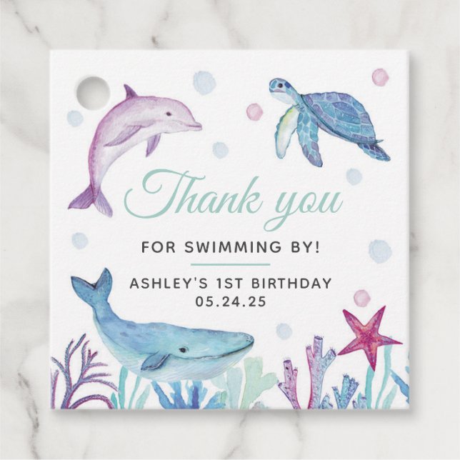 Ocean Under the Sea Animals Favour Tag (Front)