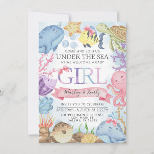 Ocean Under the Sea Girl Baby Shower Invitation