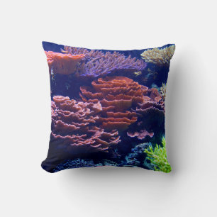 Ocean under water, sea life, real image throw pillow