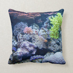 Ocean under water, sea, real image throw pillow