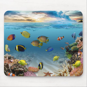 Ocean Underwater Coral Reef Tropical Fish Mouse Pad