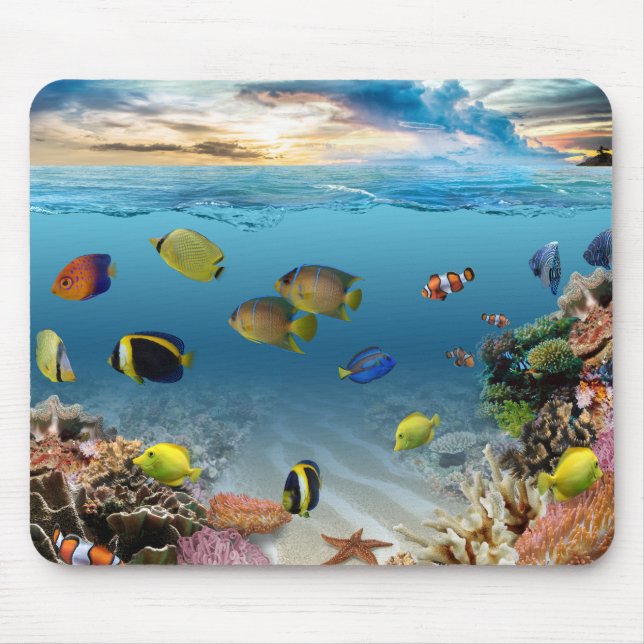 Ocean Underwater Coral Reef Tropical Fish Mouse Pad (Front)