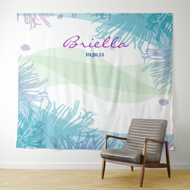 Ocean Underwater Sea Life Backdrop Photo Op Tapestry (In Situ (Horizontal))