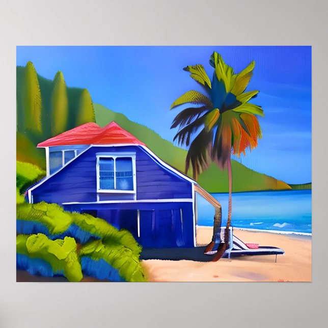 Ocean Vacation Home | Beach Home Art Poster (Front)