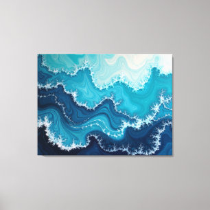 Ocean Veins – Deep Sea Fluid 40"x32" Abstract Canvas Print
