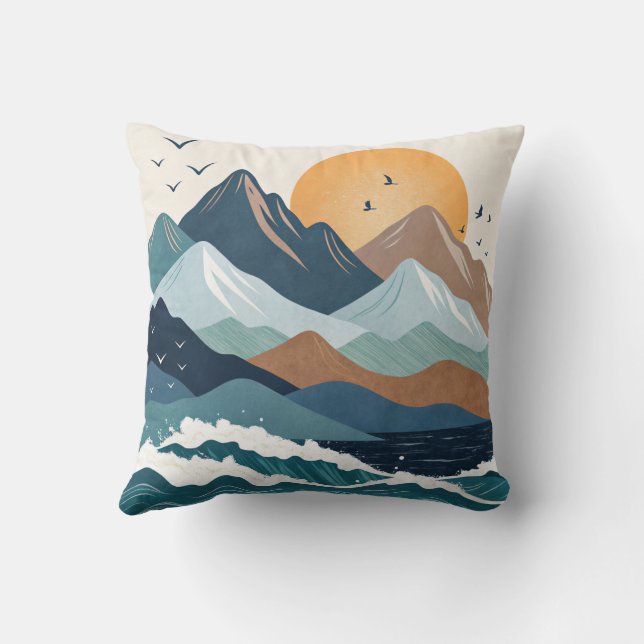 Ocean Vibe  Throw Pillow (Back)
