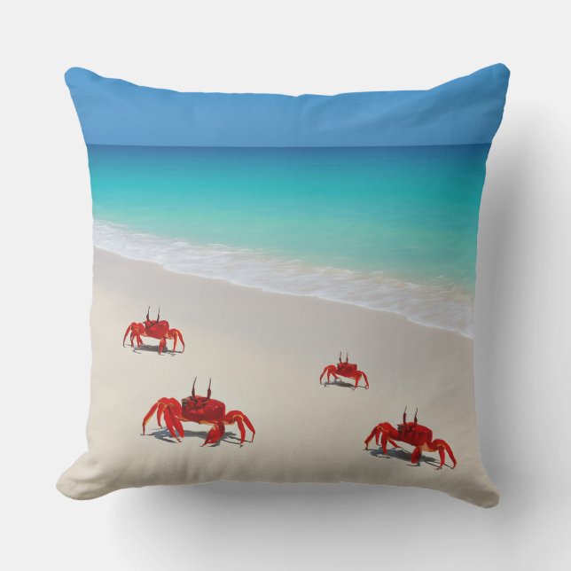 Ocean Vibes & Crabby Pride - Outdoor Throw Pillow (Front)