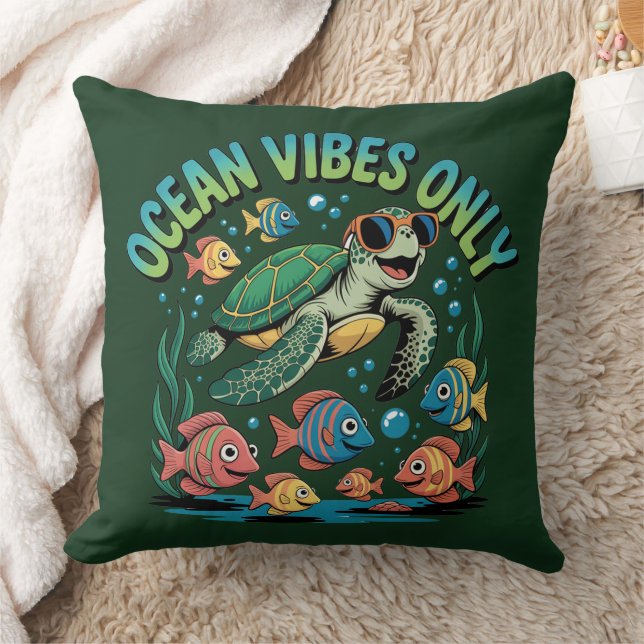 Ocean Vibes Only Throw Pillow (Blanket)